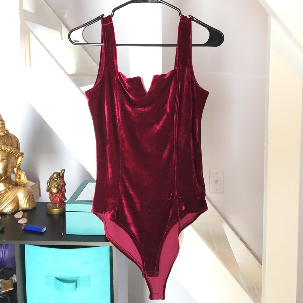Suede red wine bodysuit
